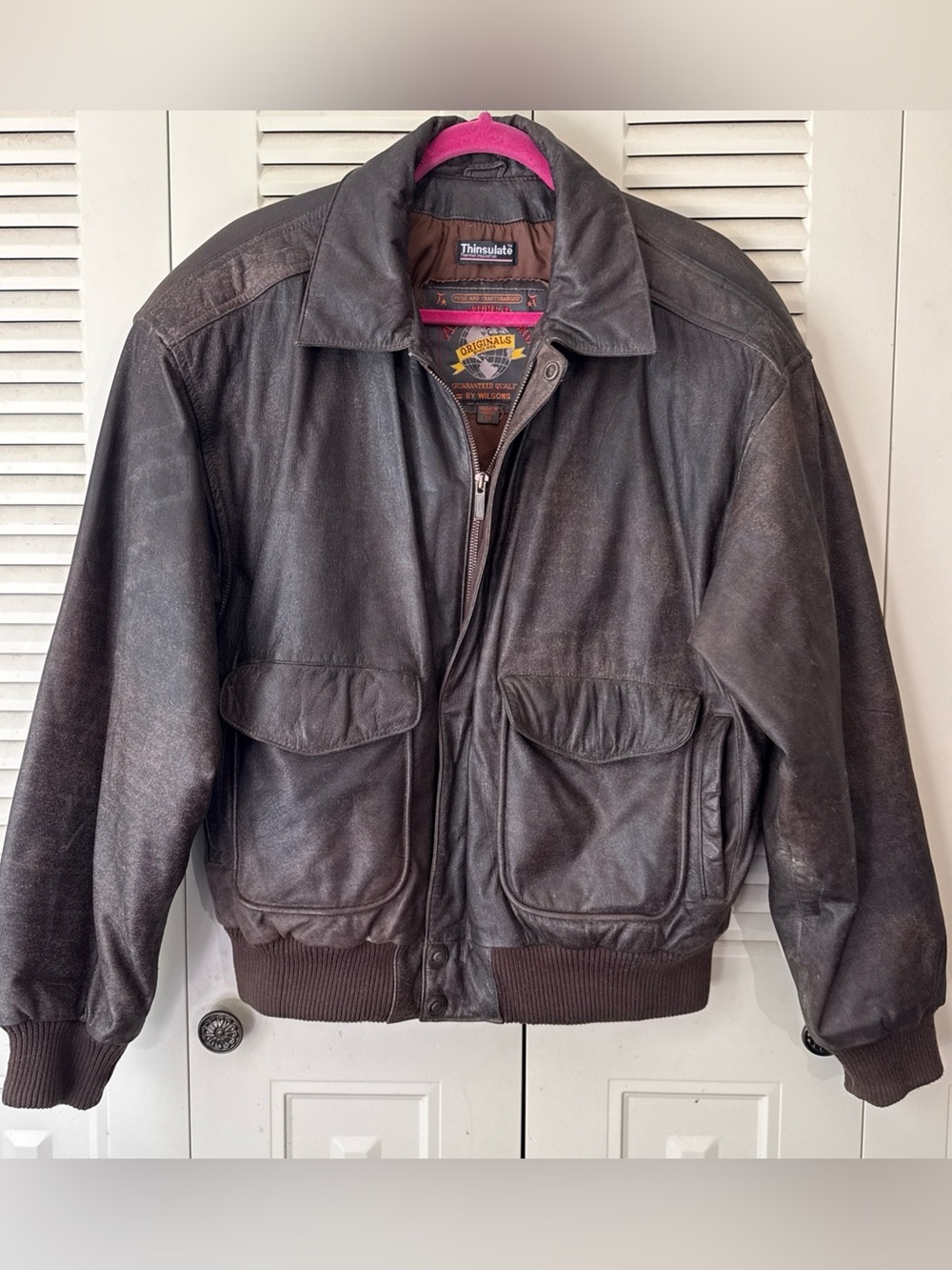Vtg Wilsons Adventure Bound Leather Bomber Aviator Flight Jacket Size Medium